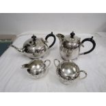 Silver plated teapot, coffee pot, sugar bowl and milk jug, made in Sheffield