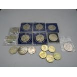 Coinage including 3 x £5 coins, 5 x £2 coins and 7 modern crowns