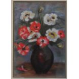 Still life study of flowers in vase dated 1991 and signed lower left, 47 x 62cm framed