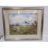 Carl Donner (British Contemporary) watercolour signed on bottom right of a great grey shrike over