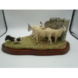 Border Fine Arts 'Stand Off' B0701 - collie and sheep limited edition 36/1750 on wood plinth,