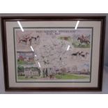 signed limited edition 17/100 print of the West Norfolk foxhounds hunting map. 58cmx78cm with pencil