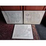 3 Framed maps 48cm x 58cm approx