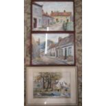 3 watercolours 1 of March West End 1974 framed and glazed