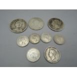 Coinage including 2 x 1/2 crowns 1838 and 1879, 1 x victorien 2/-  1/- and late 6ps