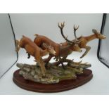 Border Fine Arts 'Highland Chase' - B0958 stag and deer, Limited edition 193/500 on wood plinth,