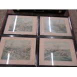 Four vintage colour etchings of hunting scenes