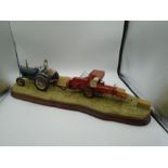 Border Fine Arts 'Hay Baling' B0738 limited edition 1606/2002 on wood plinth, approx 58cm long,