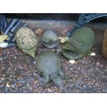 hedgehog and tortoise concrete statues