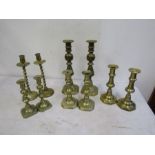 5 pairs brass candlesticks