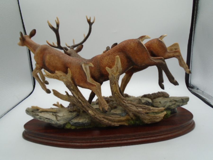 Border Fine Arts 'Highland Chase' - B0958 stag and deer, Limited edition 193/500 on wood plinth, - Image 5 of 7