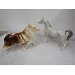 A Beswick dapple horse and an un named collie dog figure