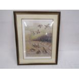 After Robert E Fuller limited edition 414/850 print of English partridges 50cm x 63cm with pencil