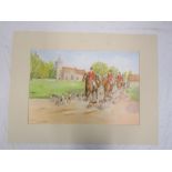 After Clive W Williams print of a pack of house and hunt masters. 55cm x 41cm with signature in