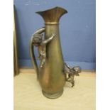 Brass jug with cherubs H40cm approx (handle and cherubs are a little loose)