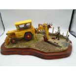 Border Fine Arts 'Laying the Clays' - B0535 JCB with cows on wood plinth, limited edition 182/