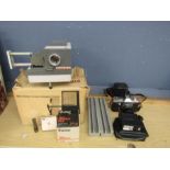 Vintage projector (display purposes only), Praktica camera and photo albums etc