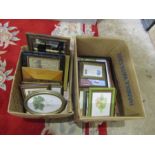 2 Boxes of framed watercolours and prints etc