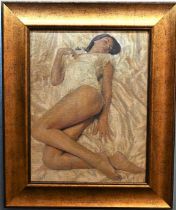 William Oxer F.R.S.A .Acrylic on canvas - "Love Me" gilt framed approximately 12”x16”