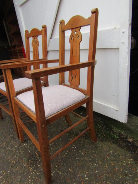 Pair of Arts and Craft chairs with clean neutral seat pads - Image 5 of 6