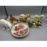 Weatherby tiger and Polar bear, Foreign salt shakers in bird form, USSR dish and foreign gnomes