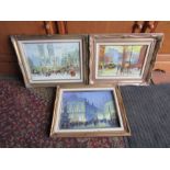 3 J Simpson Housley Oil on boards depicting winter scenes in ornate gilt frames 40cm x 50cm