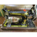 vintage singer sewing machine with case and key