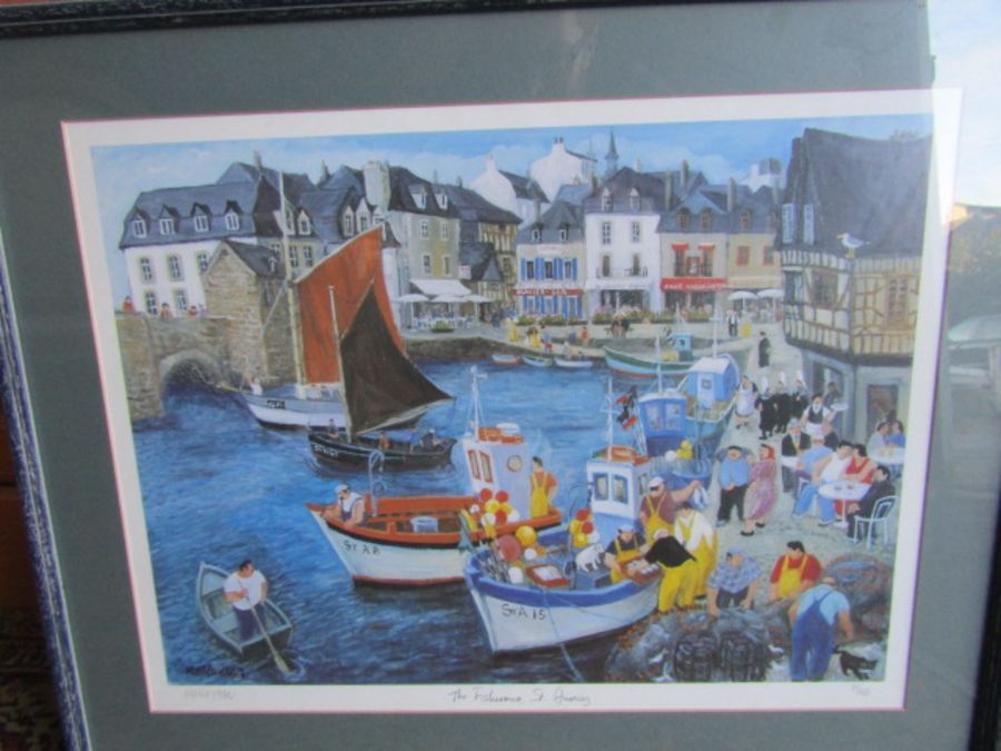 Signed framed limited print 'The Fishermen, St. Auray' (81/950) with COA . 50cm x 62cm approx - Image 3 of 6