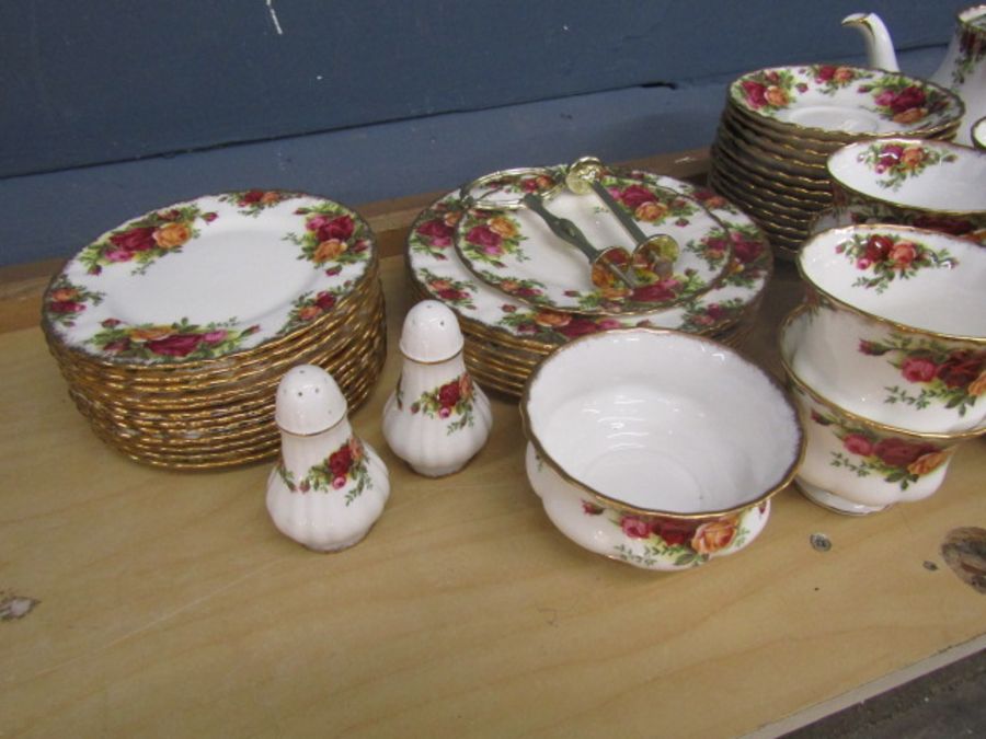 Royal Albert Country Roses part tea set comprising 12 cups and saucers, teapot, milk jug, salt and - Image 2 of 5
