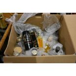 Box of miniature alcohol bottles