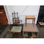 Furniture including 2 corner Whatnots and musical table etc