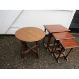 Old Charm oak table and mid century nest of tables