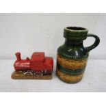 West German vase and a train money box