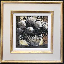 After Jeremy Barlow (1945-2020)  Artists proof onto Canvas Still life Study of " White Roses -
