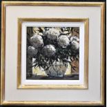 After Jeremy Barlow (1945-2020)  Artists proof onto Canvas Still life Study of " White Roses -