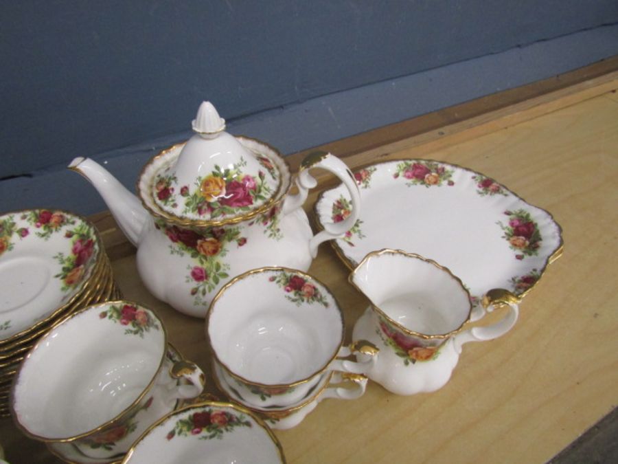 Royal Albert Country Roses part tea set comprising 12 cups and saucers, teapot, milk jug, salt and - Image 4 of 5