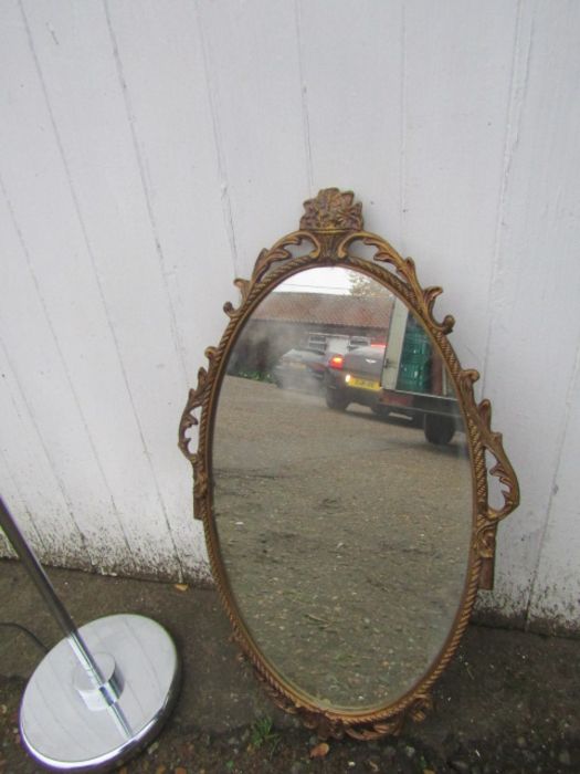 Ornate gilt framed wall mirror and chrome floor lamp - Image 2 of 3