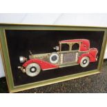 G. Burgess of London original metallic collage of a classic car made with various metal pieces