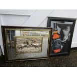 A mirror with 3d horses and a 3d Jack Daniels picture