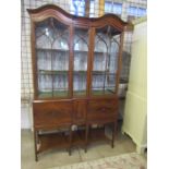 Mahogany display cabinet with some missing locks H198cm W123cm D40cm approx