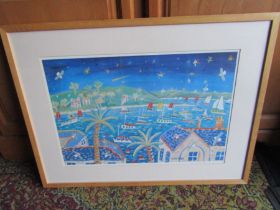 After John Dyer framed print of a coastal scene 58cm x 77cm approx