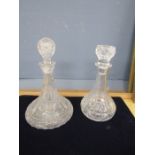 2 glass decanters