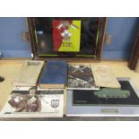 German military books, picture of German tank and a tray with regimental insignia, platoon/section