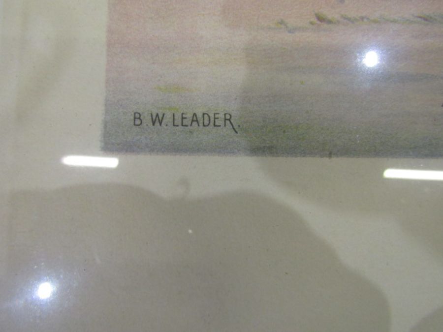 B.W Leader prints- Departing day at Tintern and Early morning at Gorning on Thames - Image 3 of 3