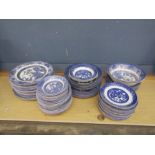 2 Boxes of Blue and White plates and dishes