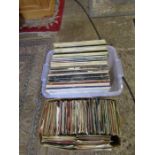 Box of LP's and a box of 45's