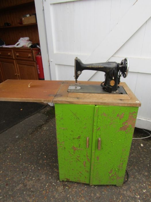 vintage singer sewing machine in cupboard - Image 3 of 4