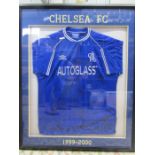Chelsea 1999-2000 Autoglass signed football shirt, framed and glazed with 24 signatures inc John