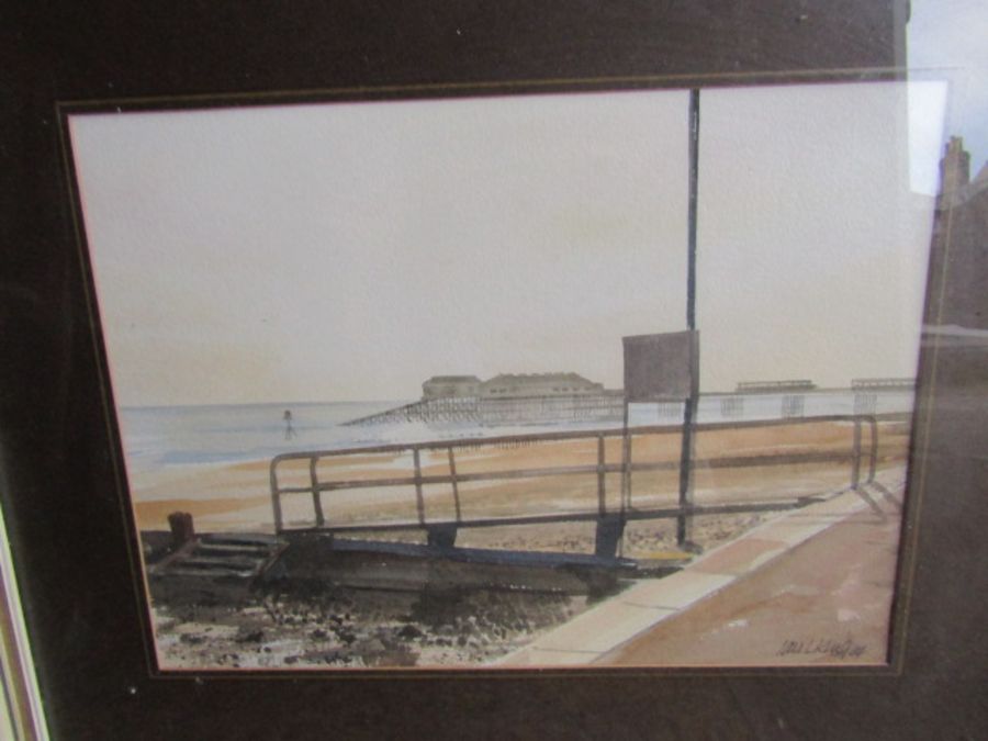 Ian L King framed signed watercolour of a beach scene 45cm x 54cm approx - Image 2 of 3