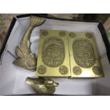 Brass ware inc Koi and Chinese boxes